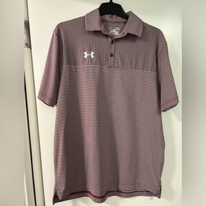 Men's Under Armour maroon and gray striped polo